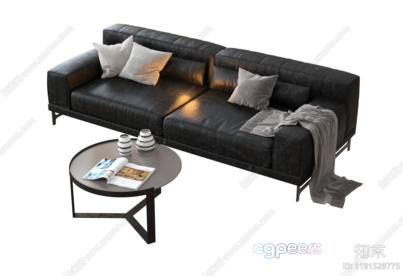 Modern Black Leather Couch 3D Model - 8965 - VRAY Render Modern Black Leather Couch 3D Model - 8965 - VRAY Render