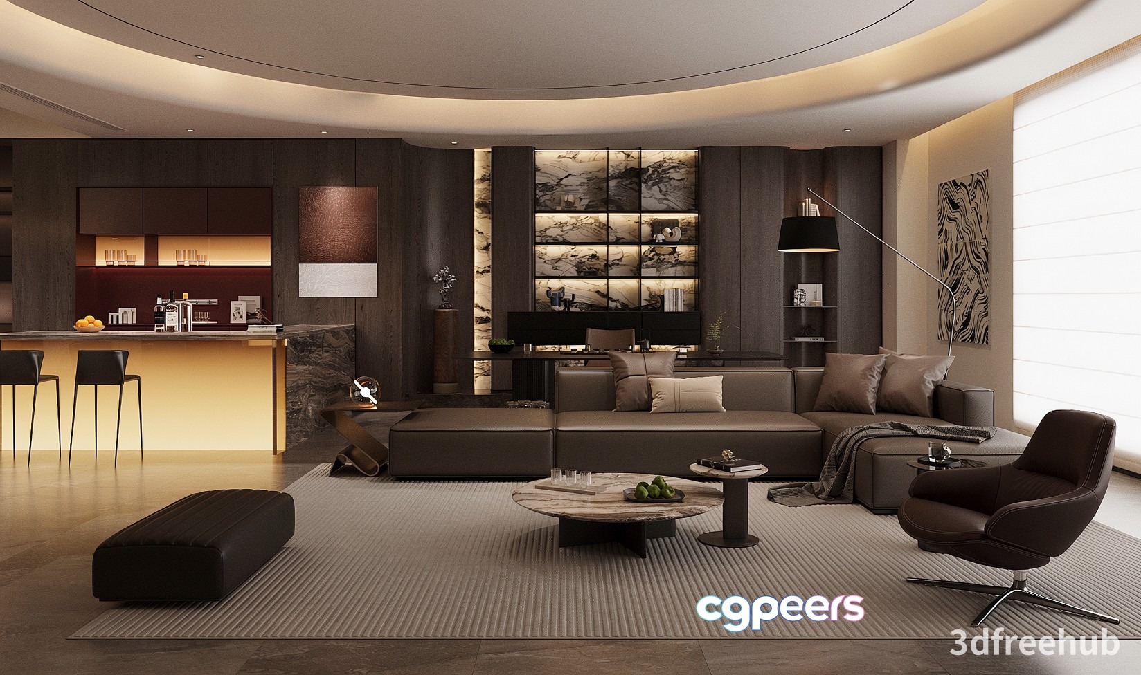 Modern Living Room 3D Model - 23176 - VRAY Render