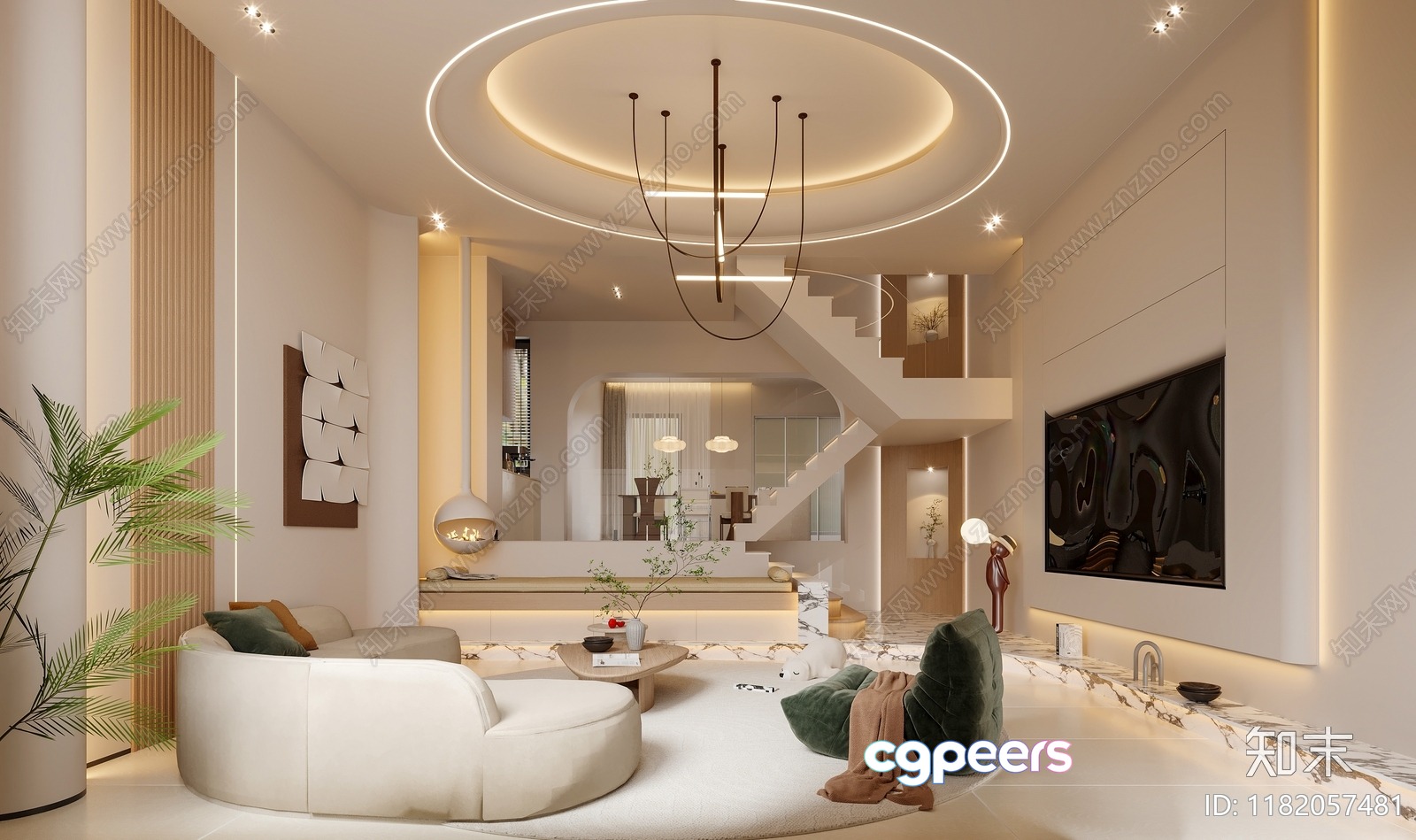 Modern Living Room 3D Model - 3619 - CORONA Render