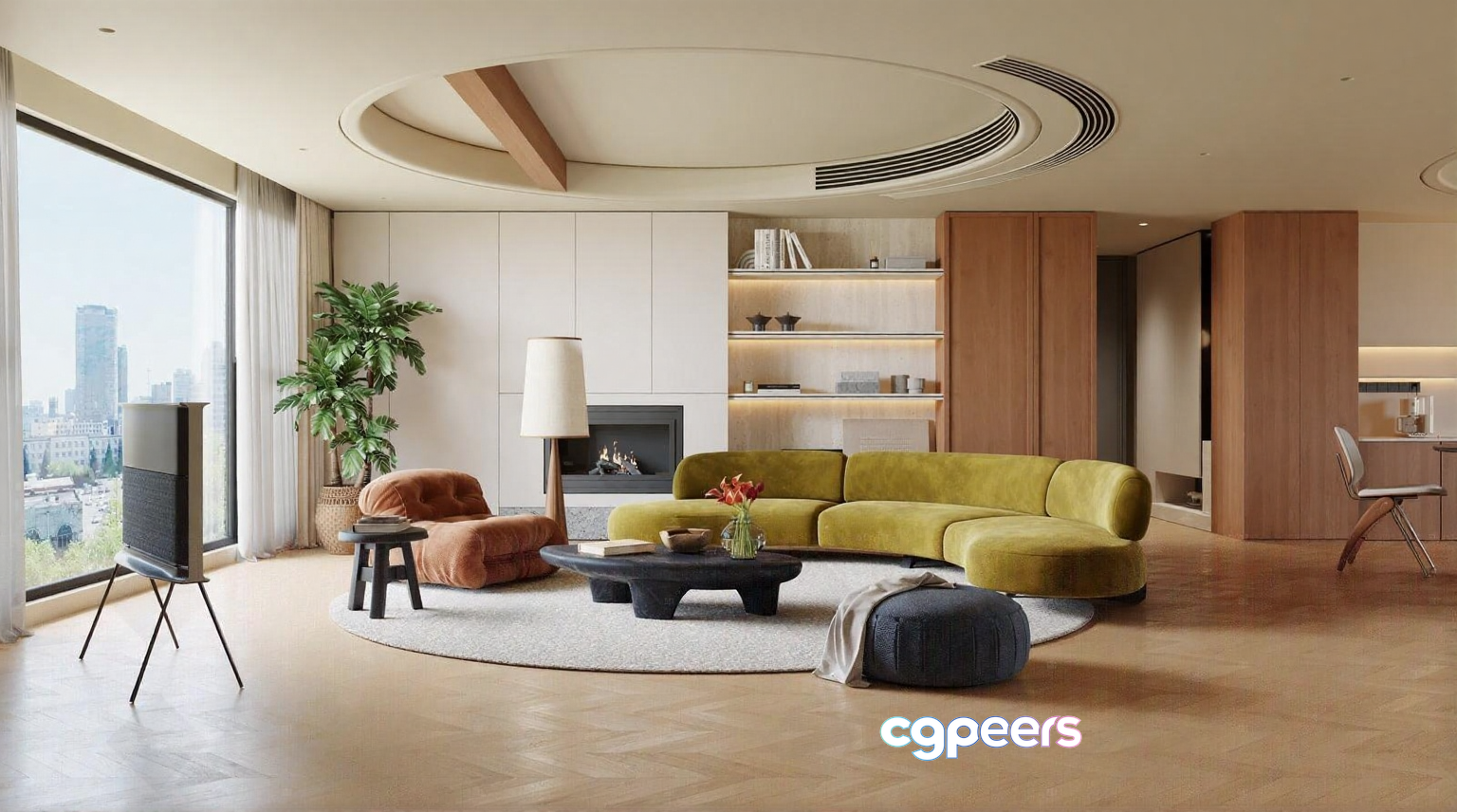 Modern Living Room 3D Model - 6163 - VRAY Render