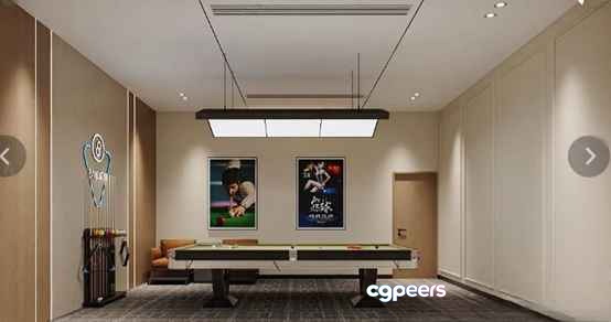 Modern Billiard Room 3D Model - 16679 - VRAY Render