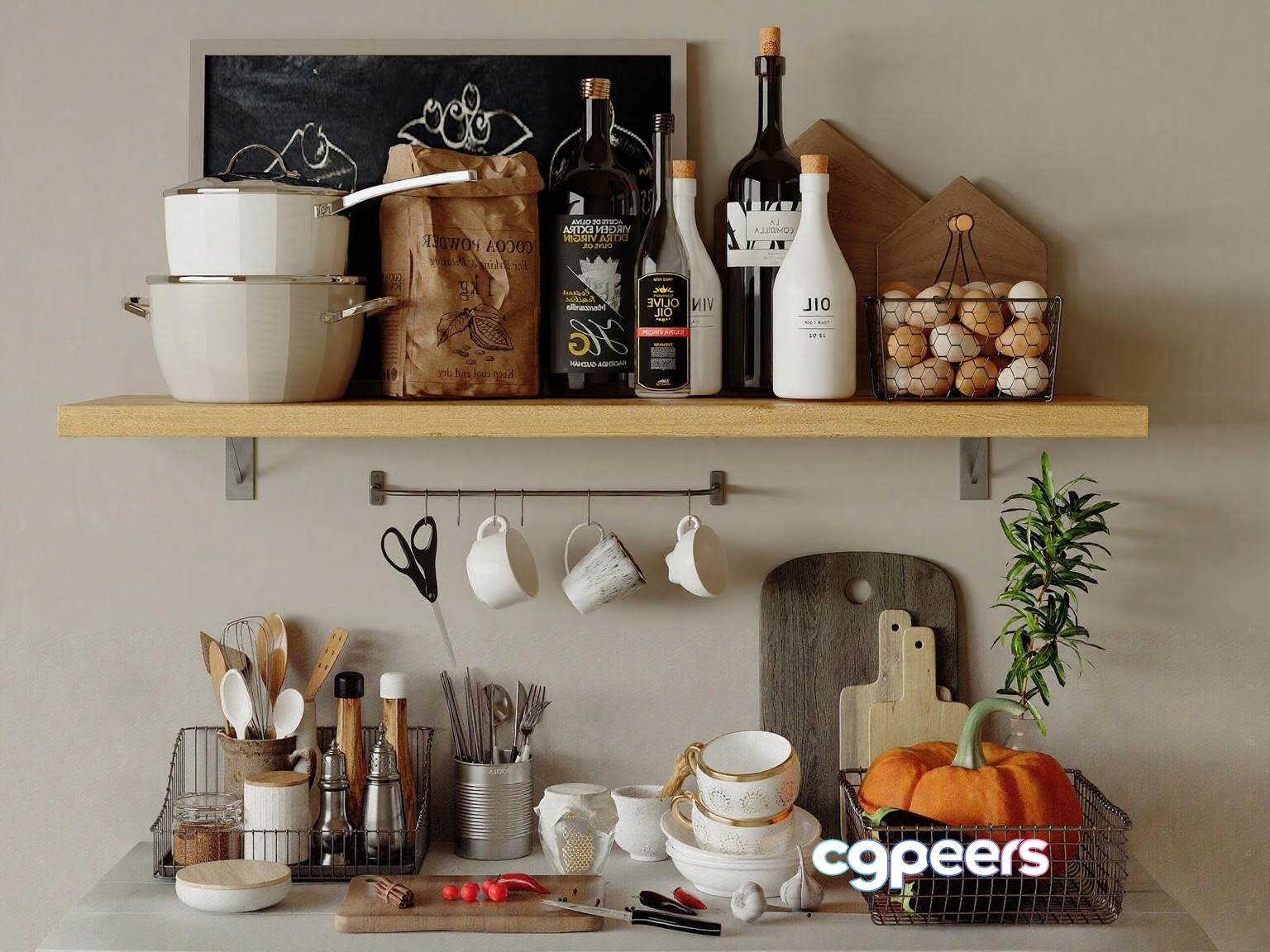Kitchen Shelves 3D Model - 1095 - VRAY Render