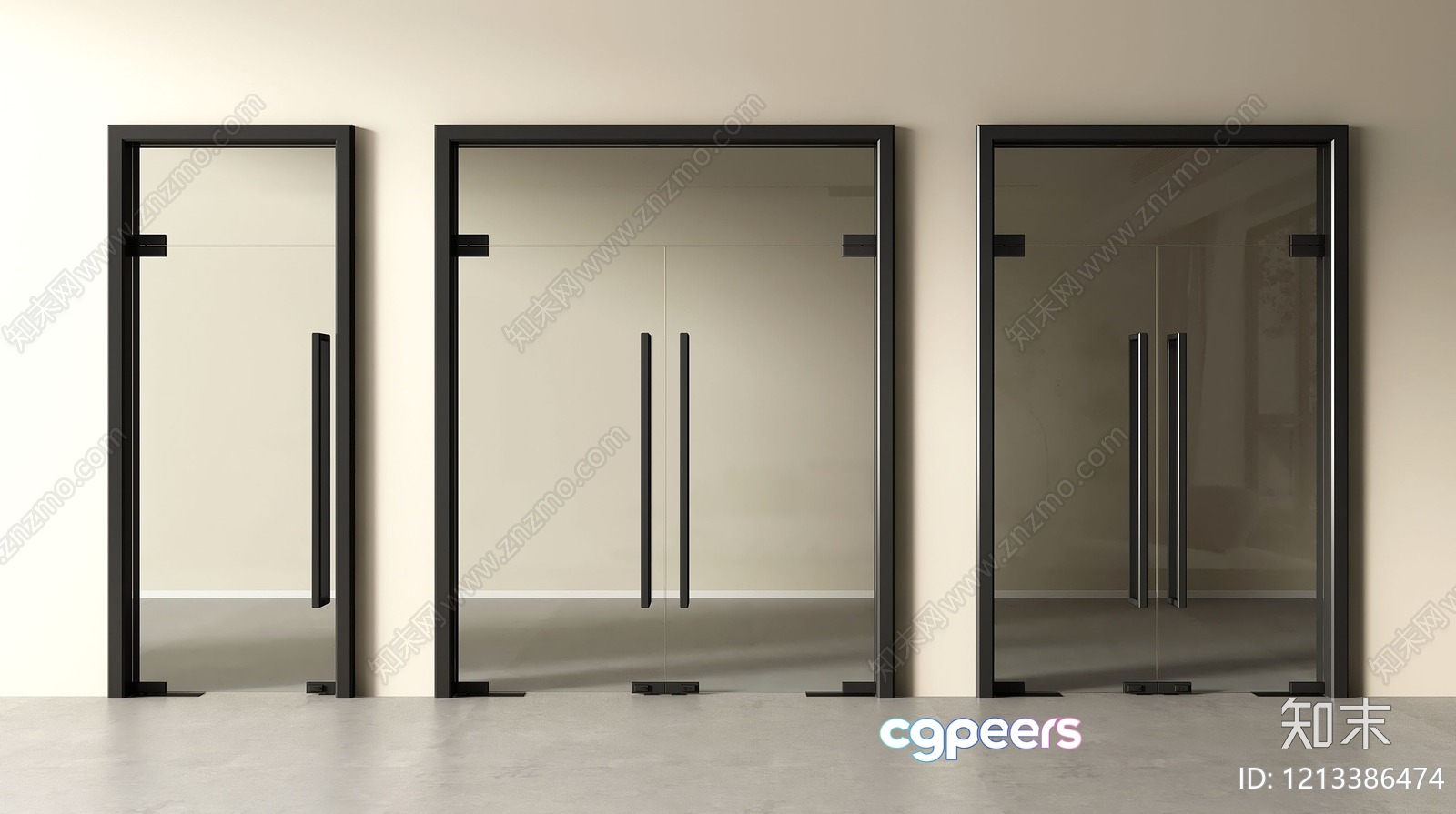 Modern Glass Doors 3D Model - 17329 - VRAY Render Modern Glass Doors 3D Model - 17329 - VRAY Render