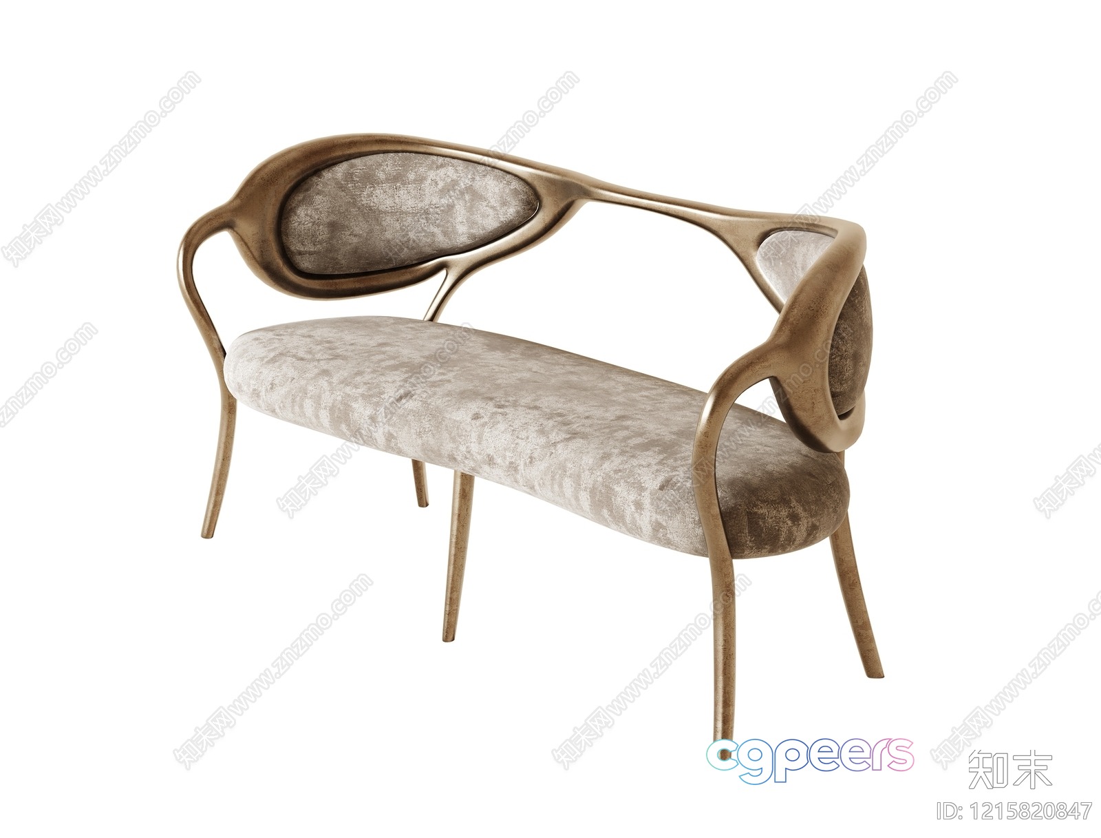 A Beige Bench With A Unique Design 3D Model - 9916 - VRAY Render