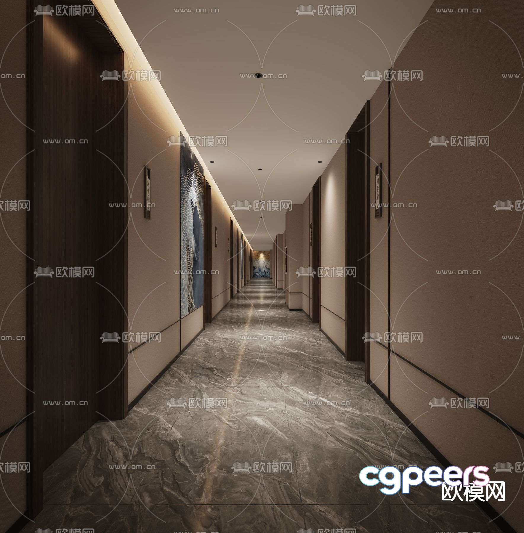 Modern Hallway 3D Model - 2681 - VRAY Render