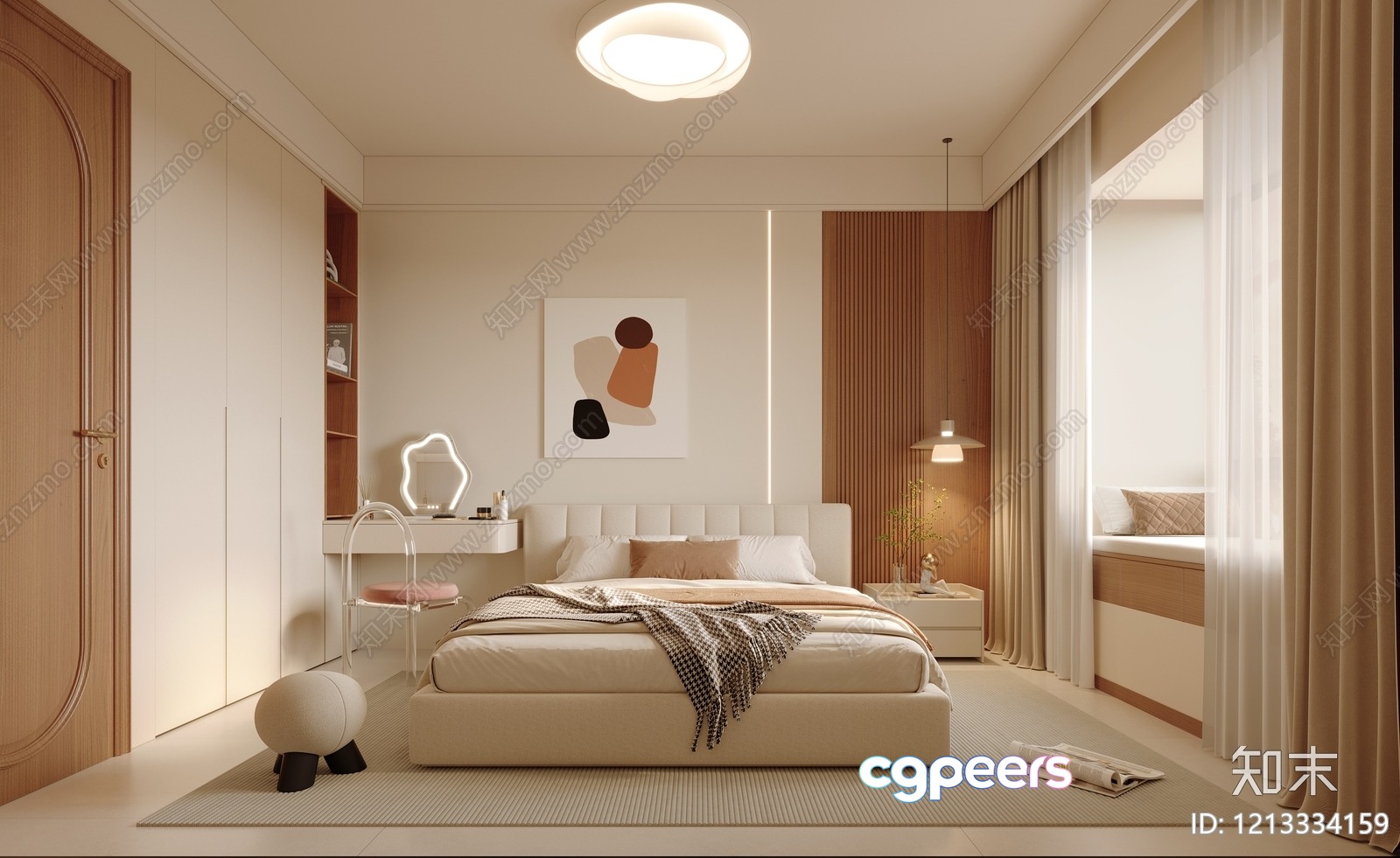 Cozy Bedroom 3D Model - 6336 - VRAY Render