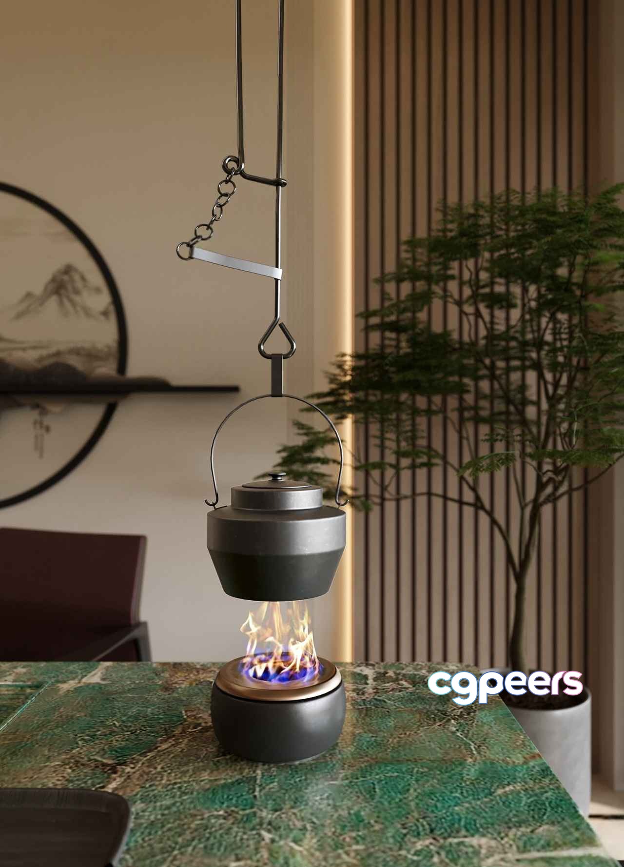 A Hanging Pot Over A Fire 3D Model - 4357 - VRAY Render A Hanging Pot Over A Fire 3D Model - 4357 - VRAY Render