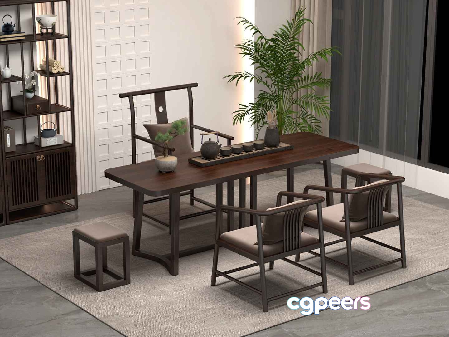 Modern Asian-Inspired Dining Room 3D Model - 12967 - VRAY Render Modern Asian-Inspired Dining Room 3D Model - 12967 - VRAY Render