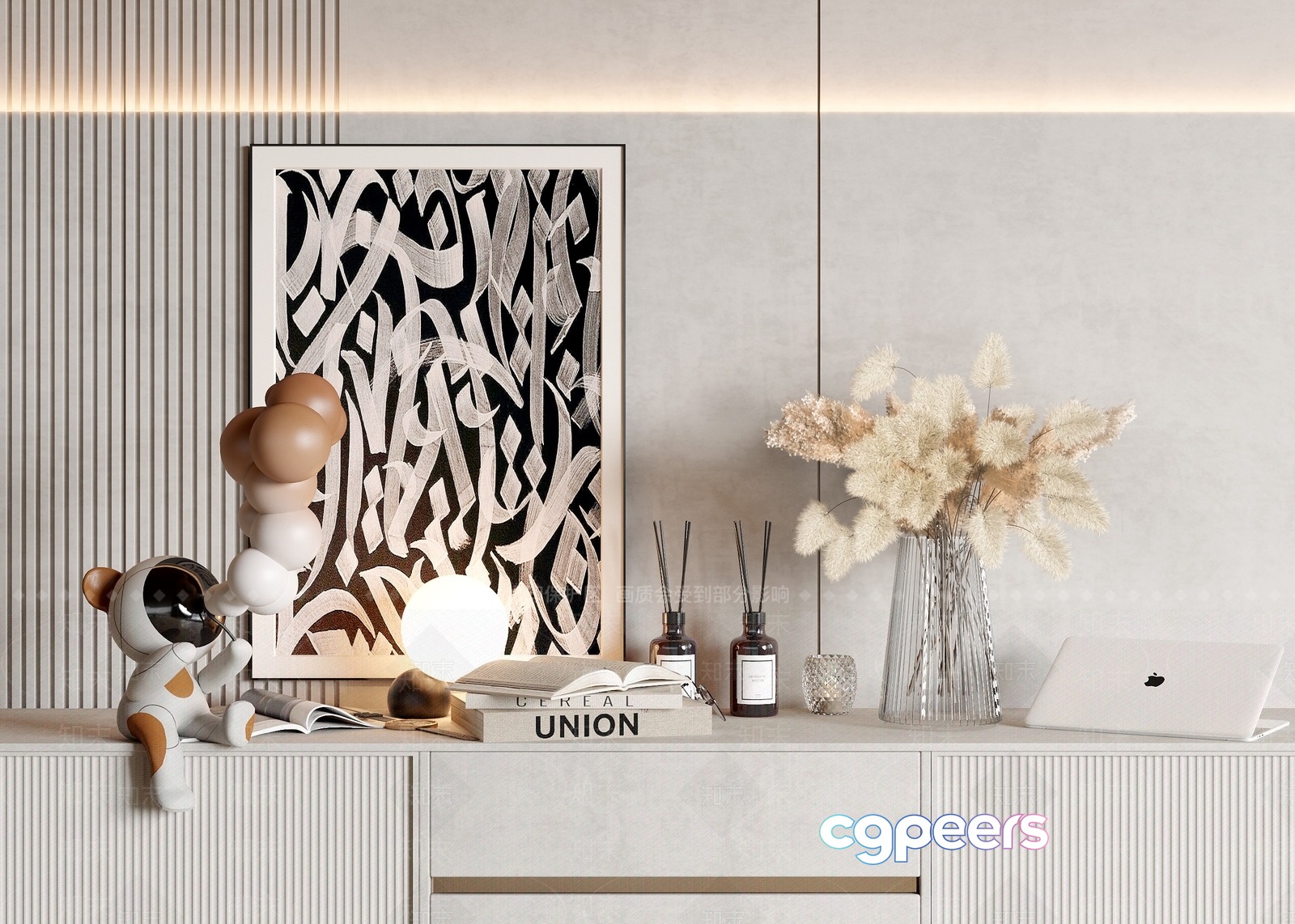 A Modern Minimalist Living Room 3D Model - 17407 - VRAY Render