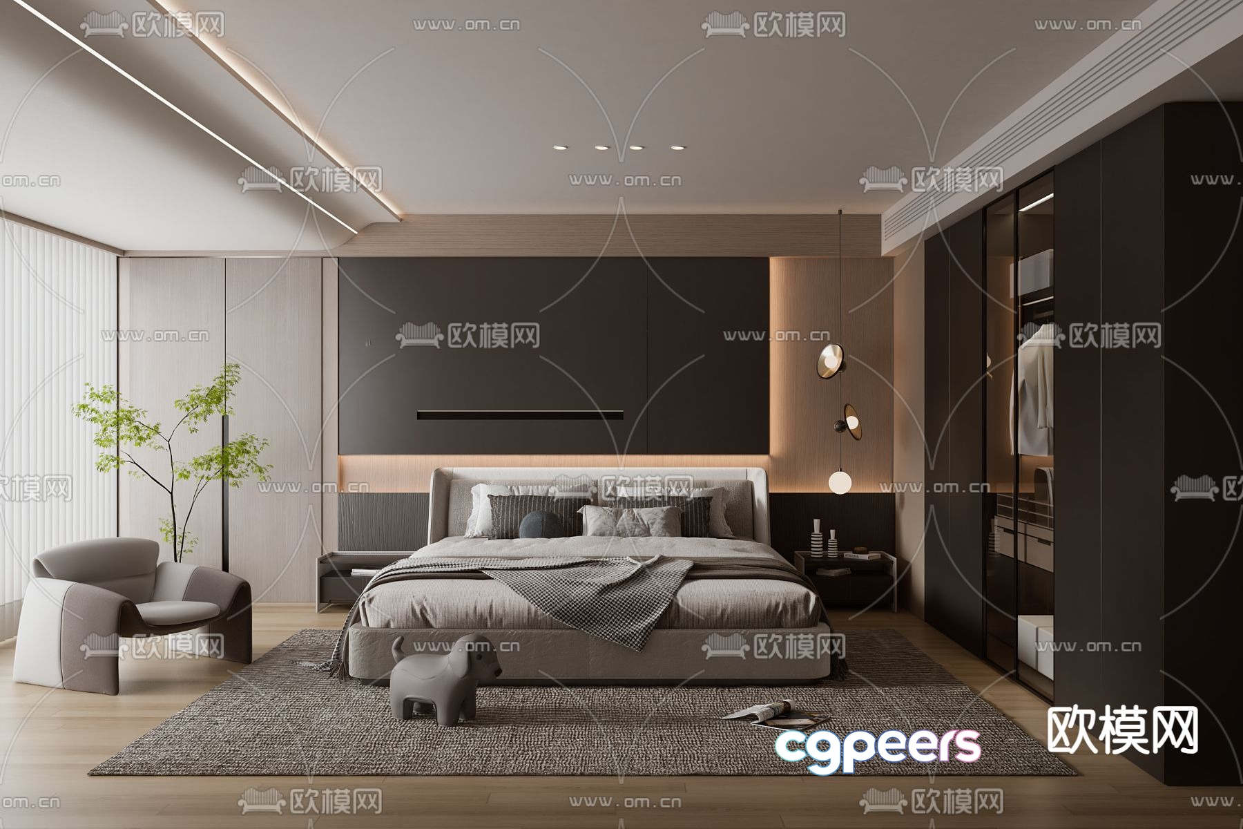 Modern Bedroom 3D Model - 16780 - VRAY Render