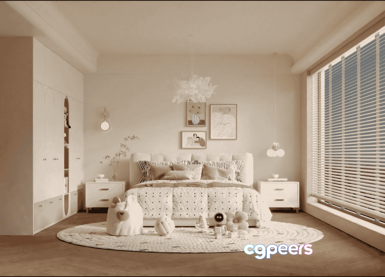 Cozy White Bedroom 3D Model - 9863 - VRAY Render