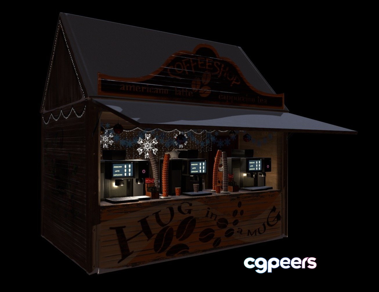 3D Game Assets - Christmas Coffeeshop Chalet 3D Game Assets - Christmas Coffeeshop Chalet