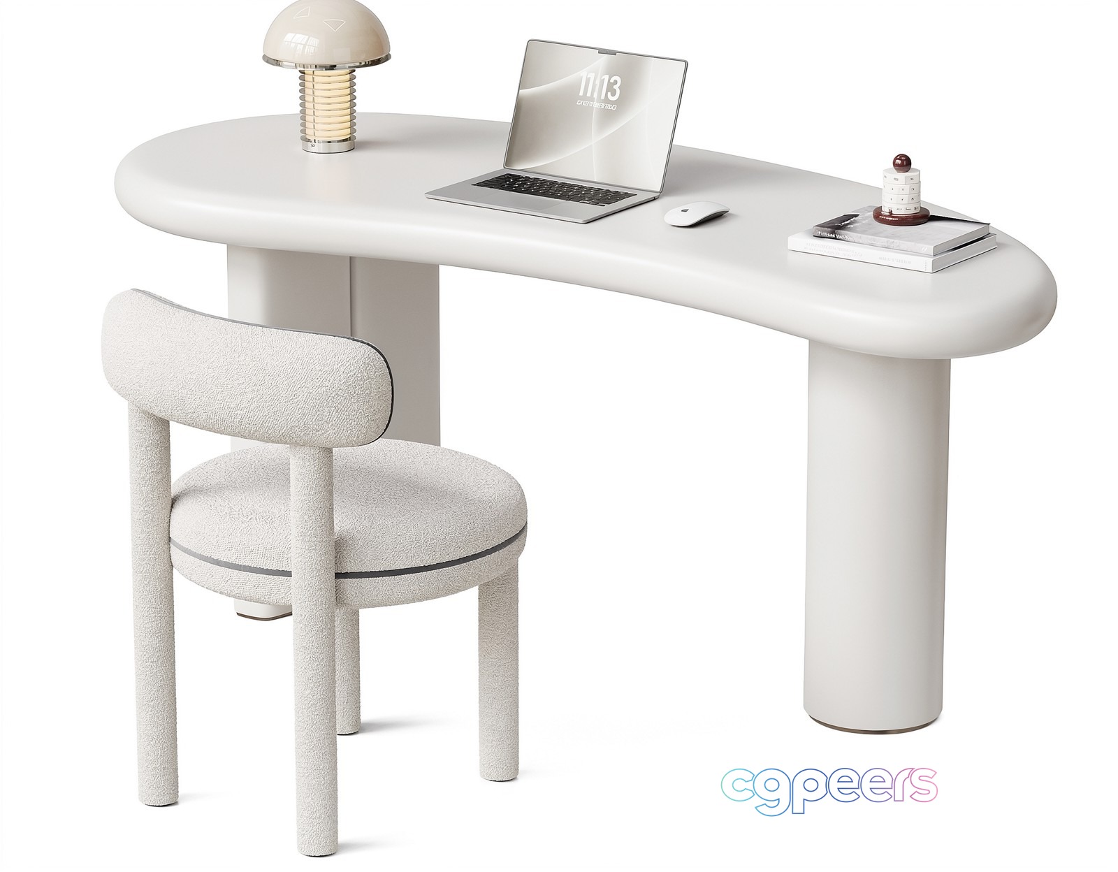 Modern White Desk 3D Model - 20448 - VRAY Render Modern White Desk 3D Model - 20448 - VRAY Render