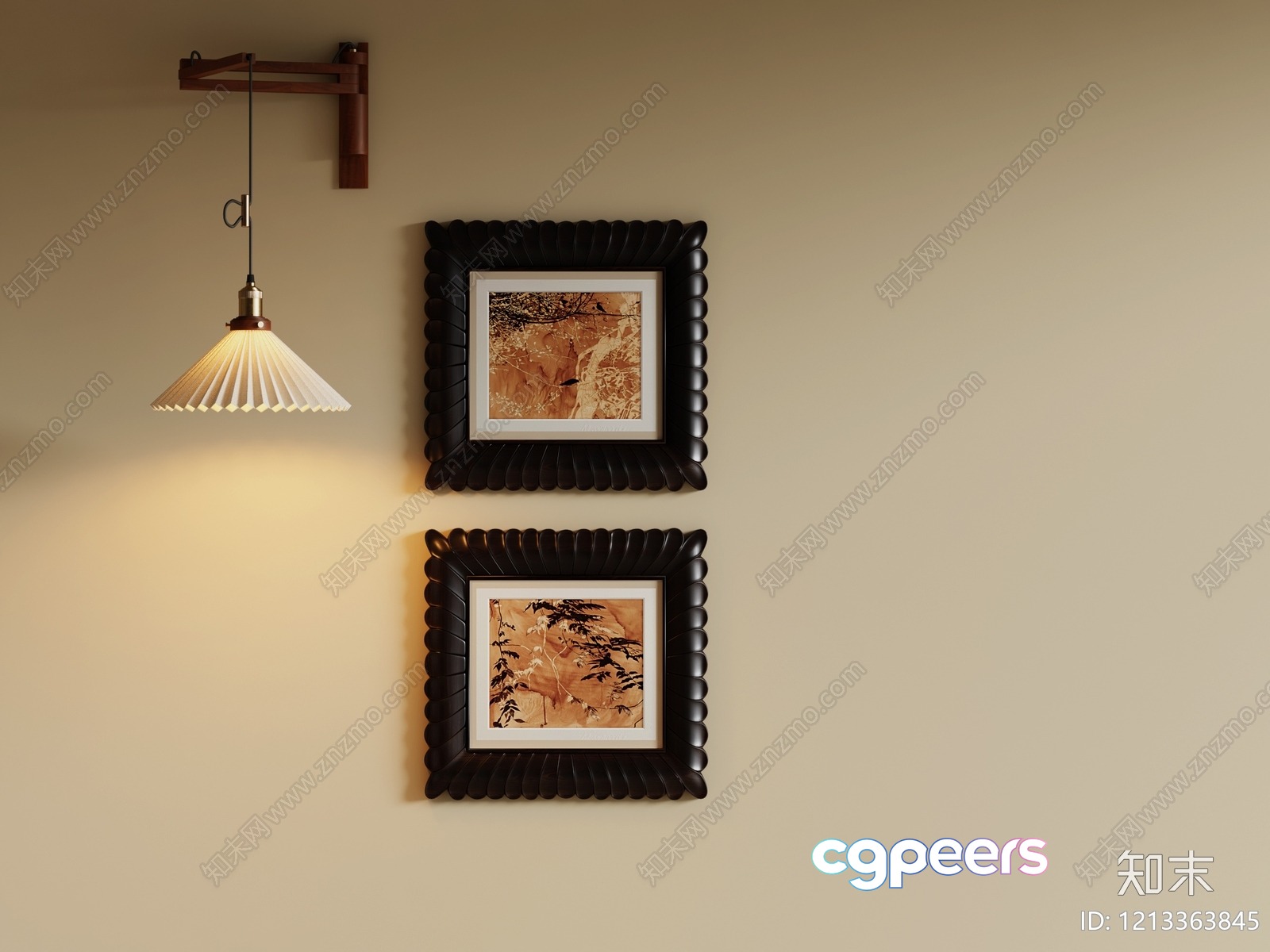 A Pair Of Framed Pictures With A Light Fixture 3D Model - 10424 - VRAY Render A Pair Of Framed Pictures With A Light Fixture 3D Model - 10424 - VRAY Render