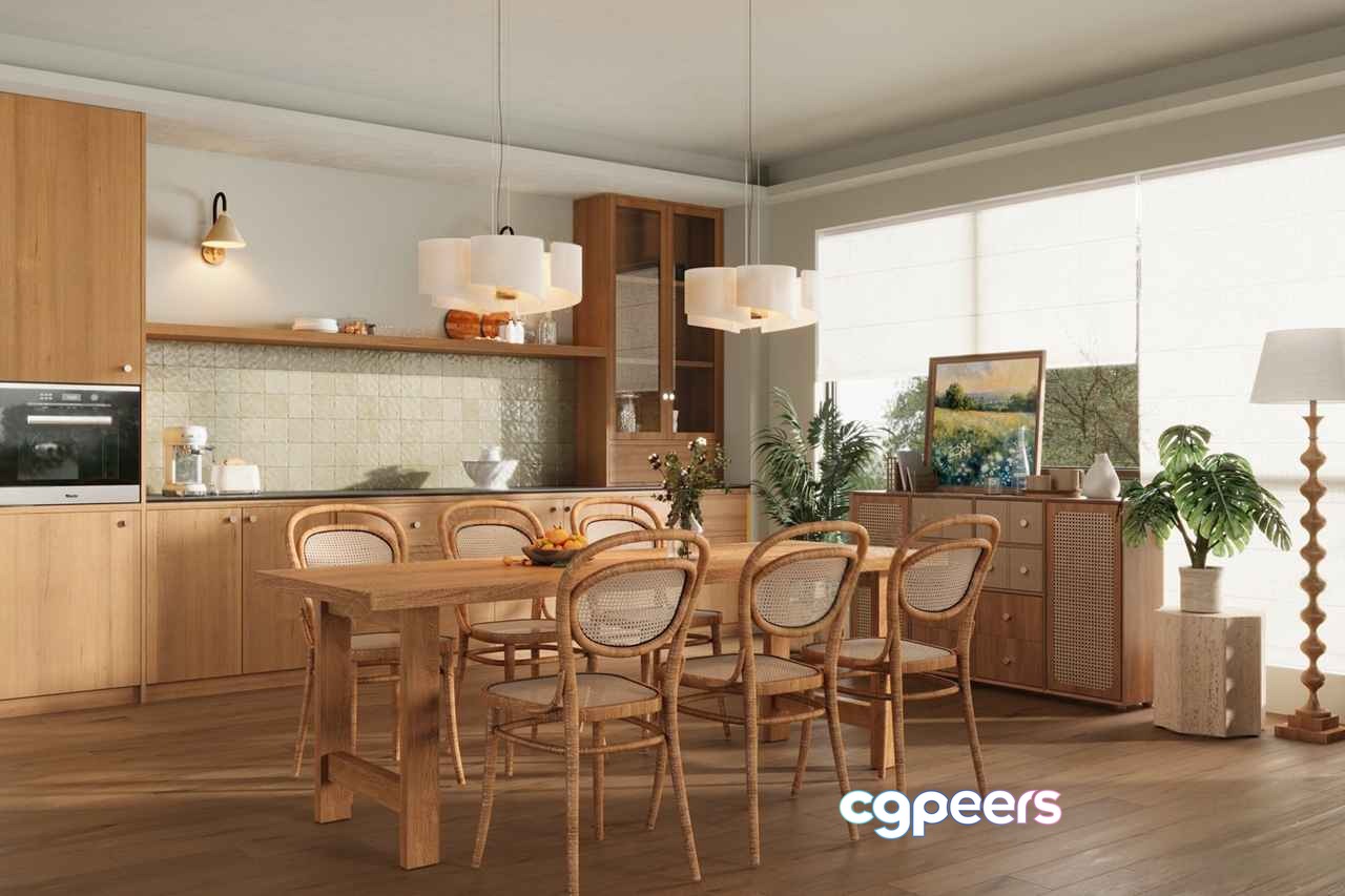 Wooden Dining Table 3D Model - 3962 - CORONA Render Wooden Dining Table 3D Model - 3962 - CORONA Render