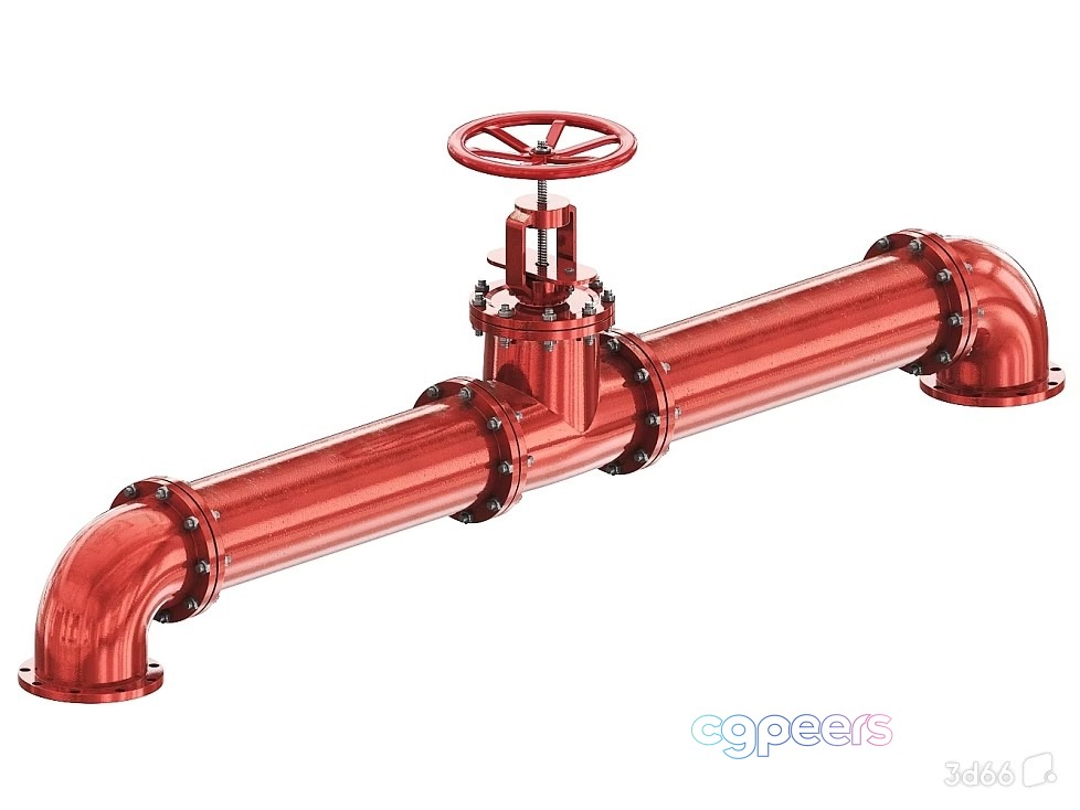 A Copper Pipe With A Valve 3D Model - 23047 - VRAY Render A Copper Pipe With A Valve 3D Model - 23047 - VRAY Render
