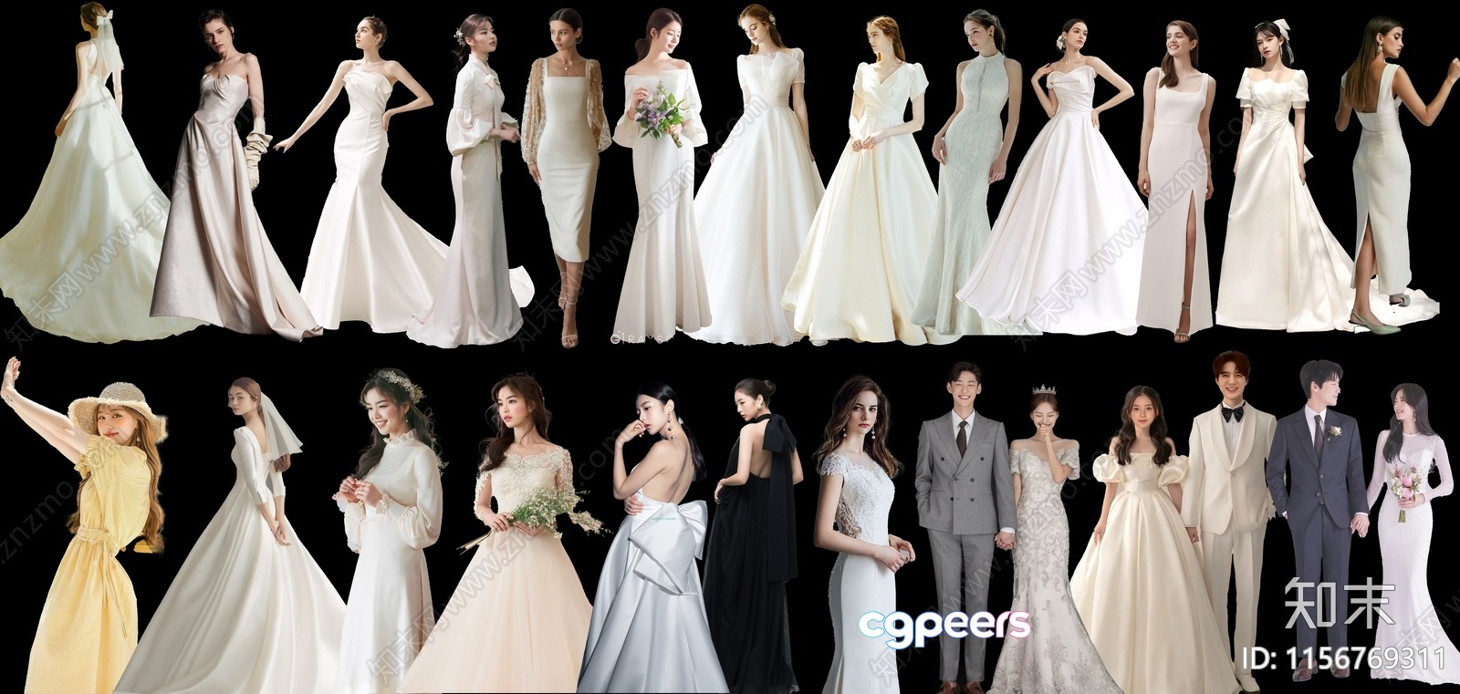Multiple Women In Wedding Dresses 3D Model - 16509 - VRAY Render Multiple Women In Wedding Dresses 3D Model - 16509 - VRAY Render