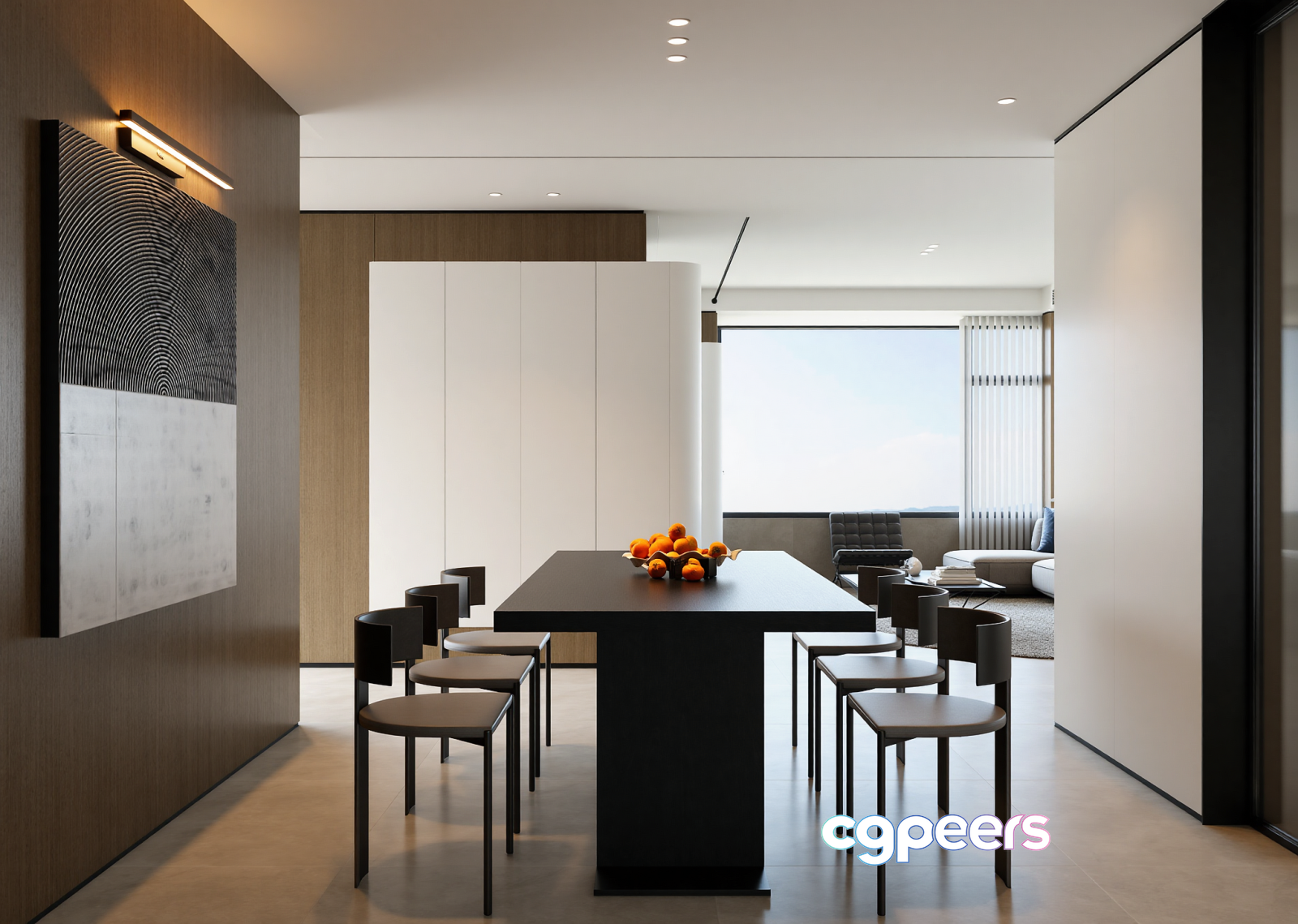 Modern Minimalist Dining Room 3D Model - 11600 - VRAY Render Modern Minimalist Dining Room 3D Model - 11600 - VRAY Render