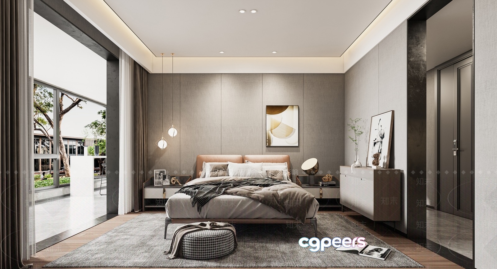 Modern Minimalist Bedroom 3D Model - 15192 - VRAY Render