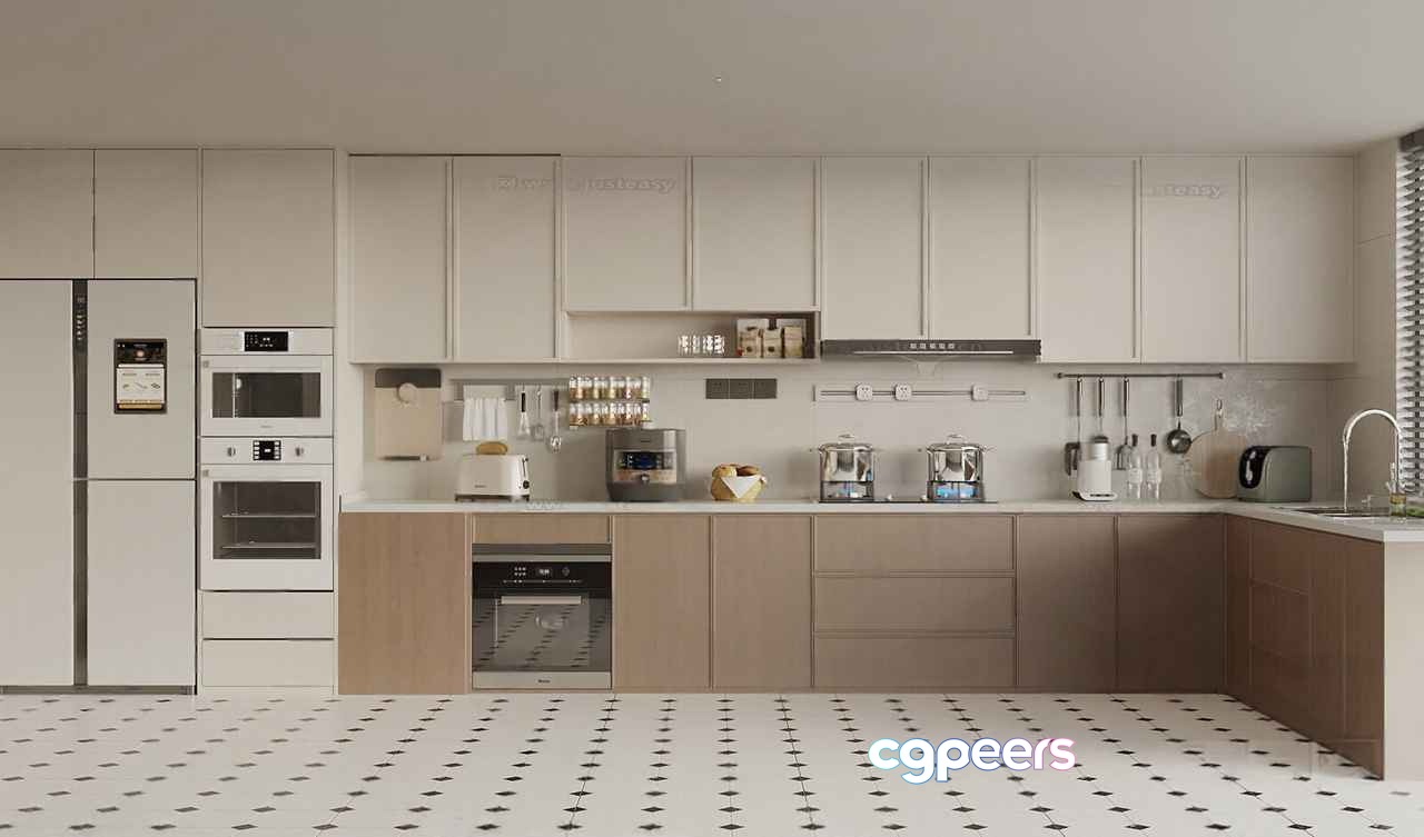 Modern Kitchen 3D Model - 10045 - VRAY Render