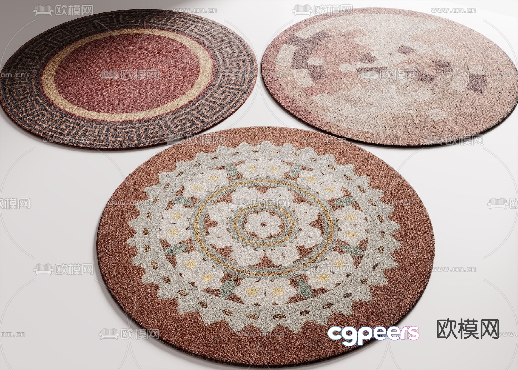 Three Round Rugs 3D Model - 5126 - VRAY Render