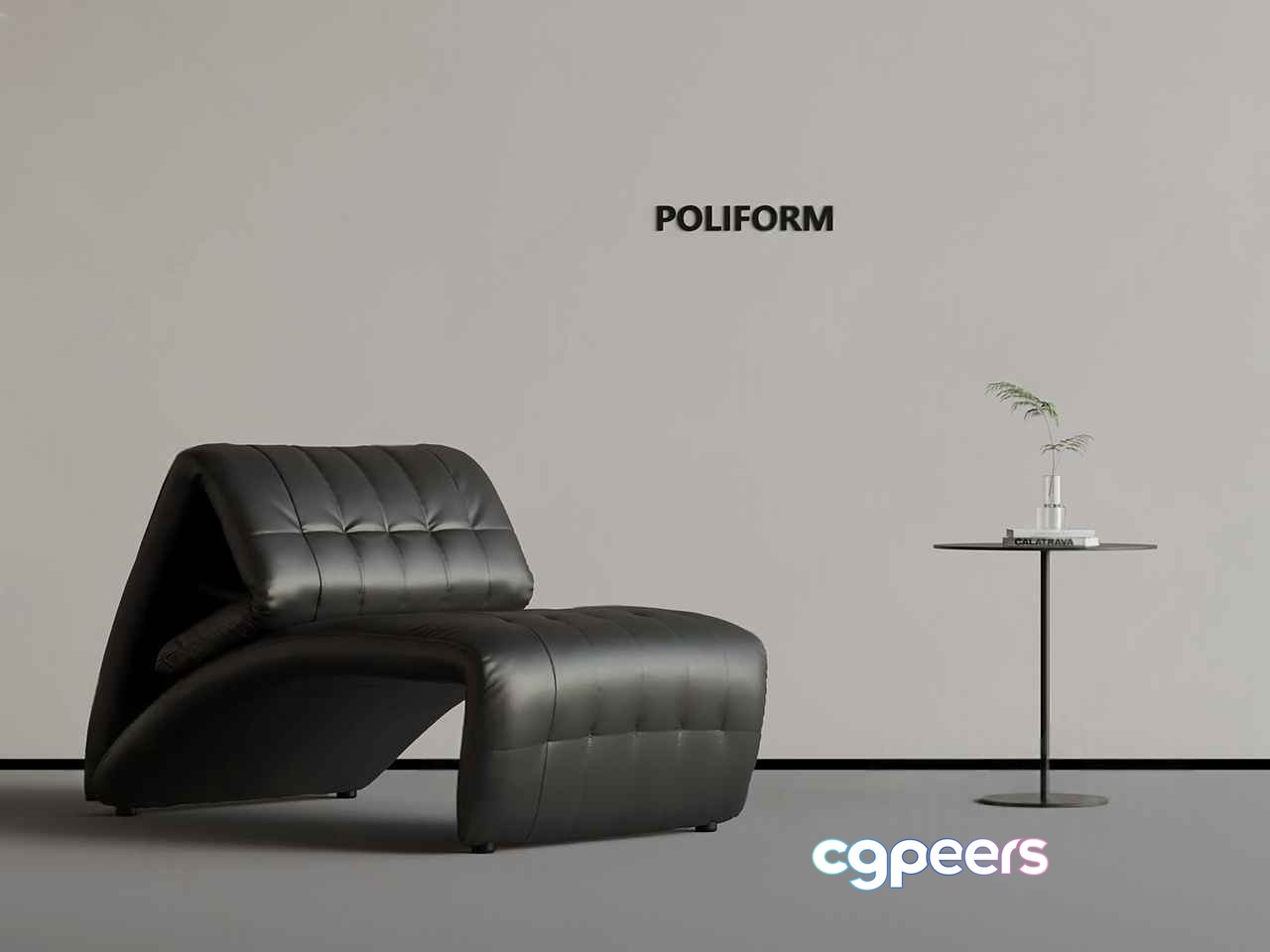 Modern Black Leather Chair 3D Model - 3418 - VRAY Render