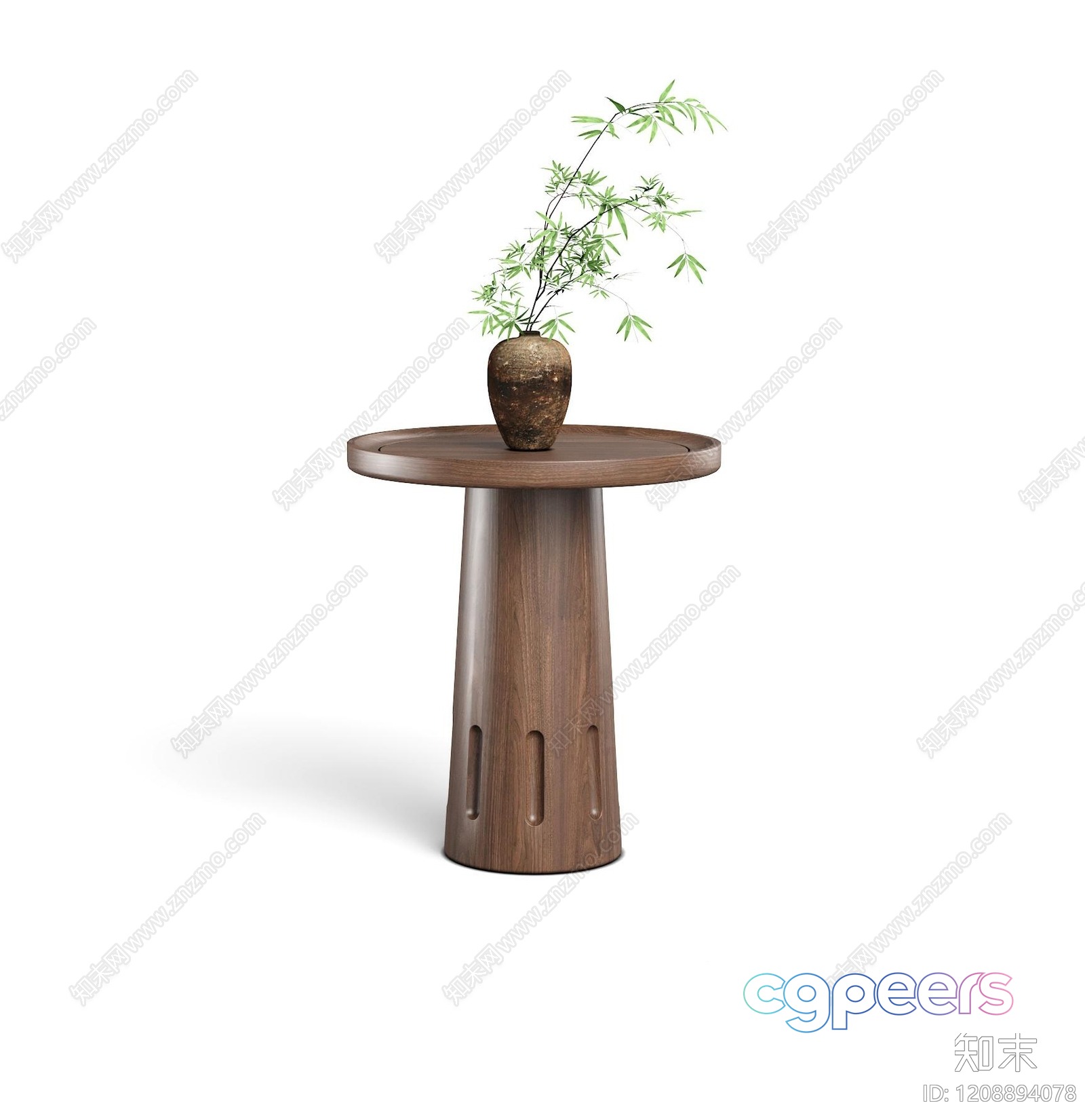 A Small Wooden Table With A Vase And Plant On Top 3D Model - 16981 - VRAY Render A Small Wooden Table With A Vase And Plant On Top 3D Model - 16981 - VRAY Render