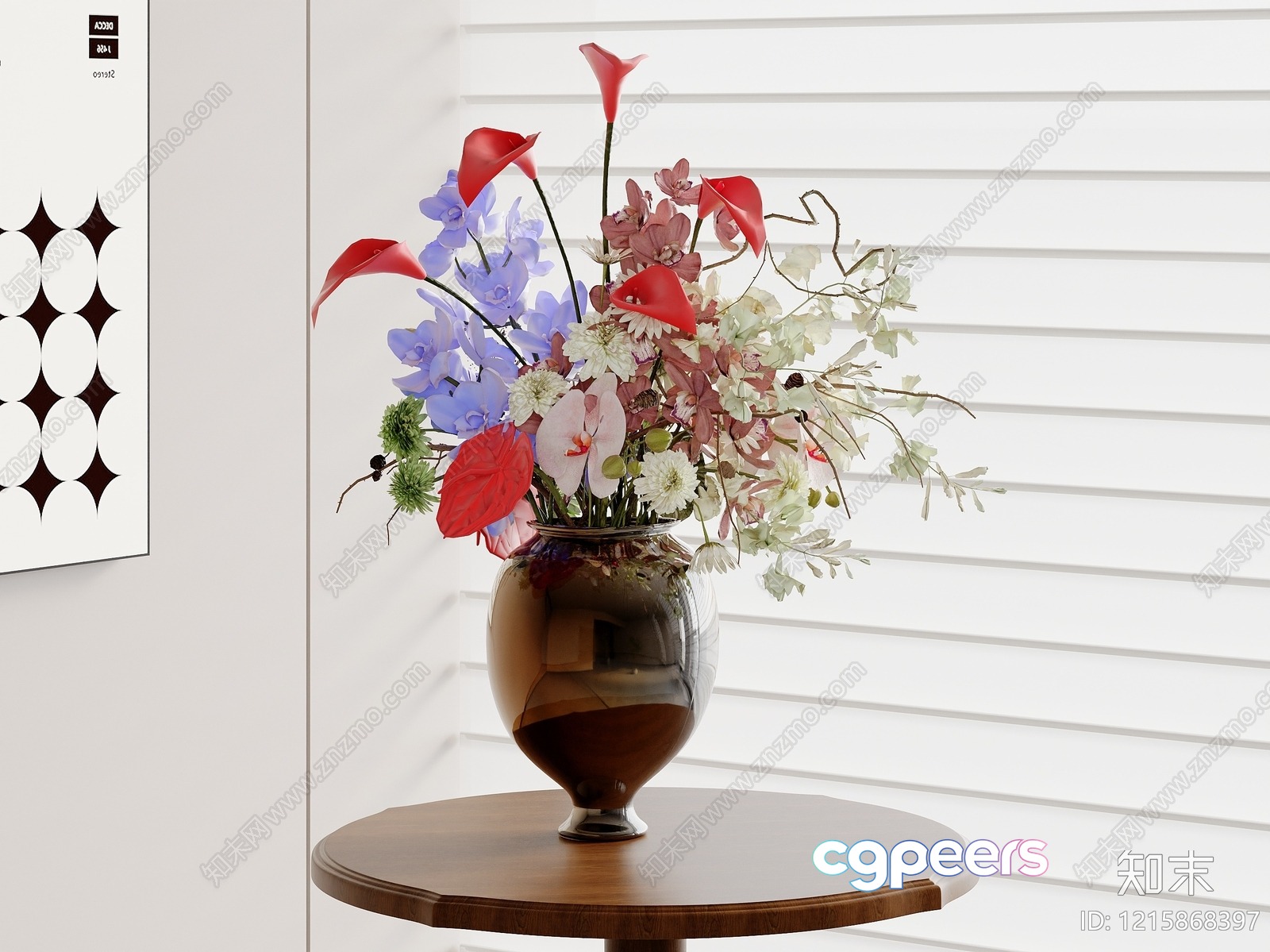 A Vase Of Flowers On A Table 3D Model - 11958 - VRAY Render A Vase Of Flowers On A Table 3D Model - 11958 - VRAY Render