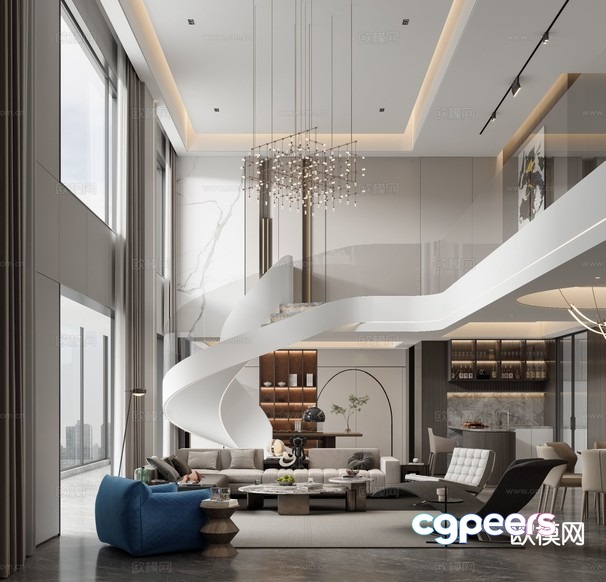 Modern Living Room 3D Model - 17024 - CORONA Render