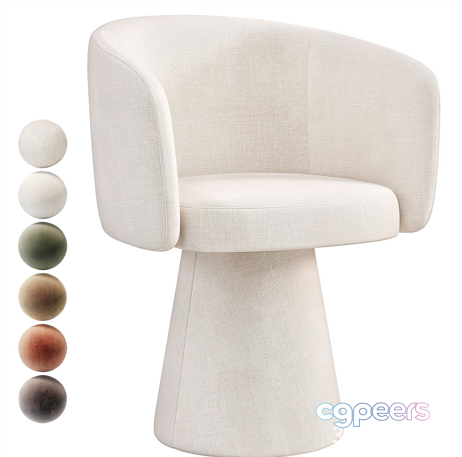 A White Chair With A Rounded Back And Base 3D Model - 23347 - VRAY Render