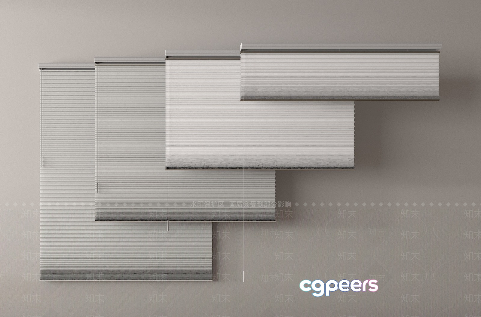 The Main Subject Is White Blinds Which Are Made Of A Light-Colored Material 3D Model - 8380 - VRAY Render