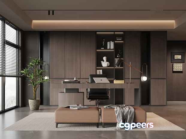 Modern Home Office 3D Model - 21694 - VRAY Render