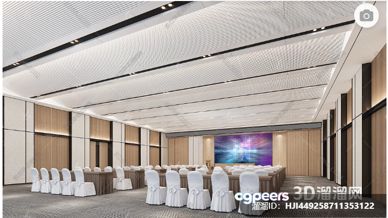 A Conference Room With White Chairs 3D Model - 11687 - VRAY Render A Conference Room With White Chairs 3D Model - 11687 - VRAY Render