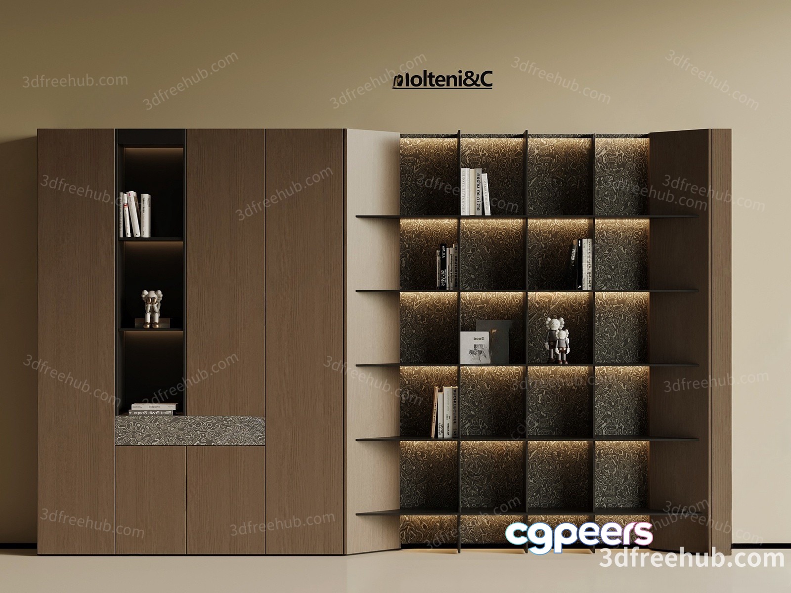 Modern Bookshelf 3D Model - 22923 - VRAY Render Modern Bookshelf 3D Model - 22923 - VRAY Render