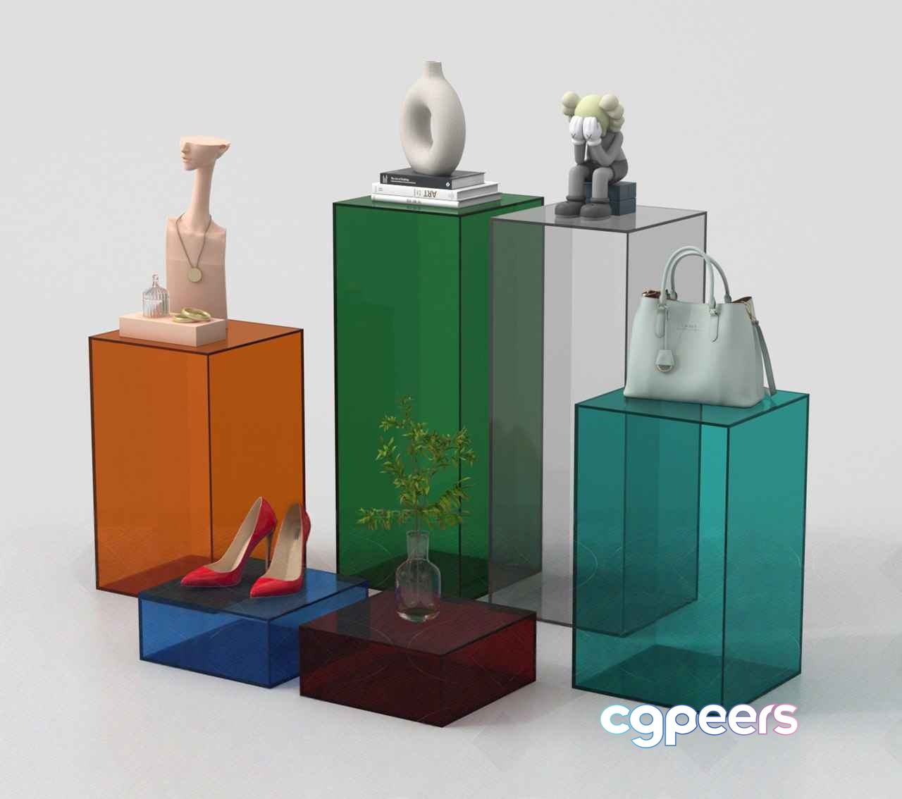 Modern Glass Display Stands 3D Model - 14728 - VRAY Render Modern Glass Display Stands 3D Model - 14728 - VRAY Render