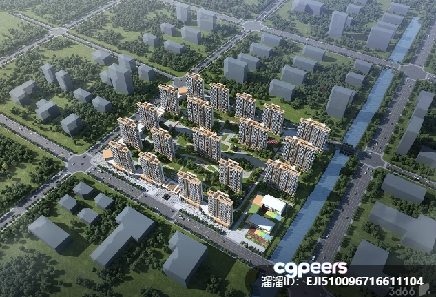A 3D Rendering Of A Cityscape 3D Model - 9332 - VRAY Render