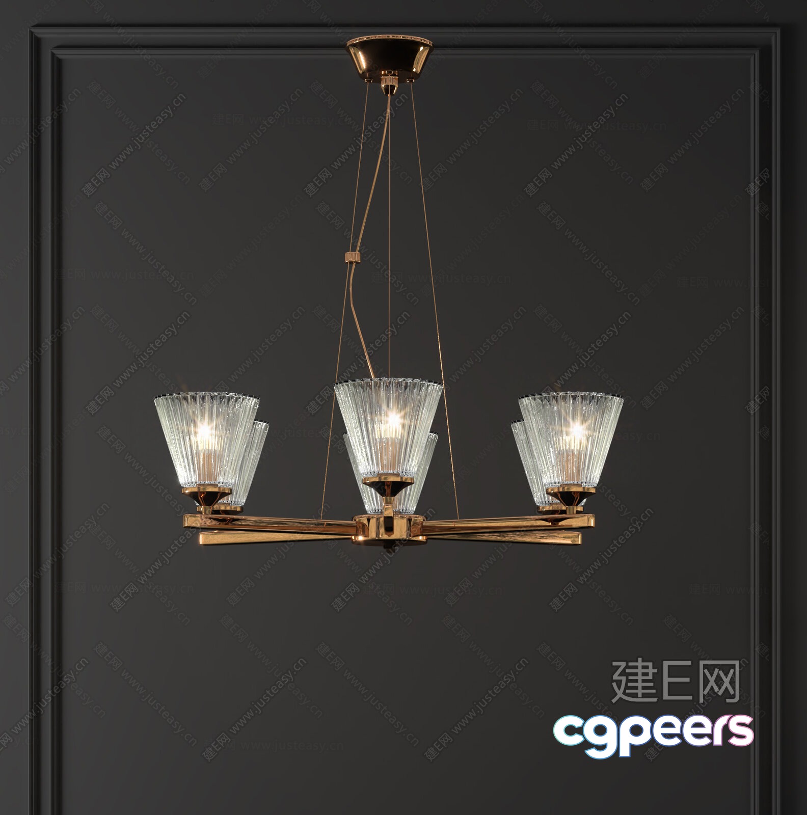 Gold Light Fixture 3D Model - 23437 - VRAY Render