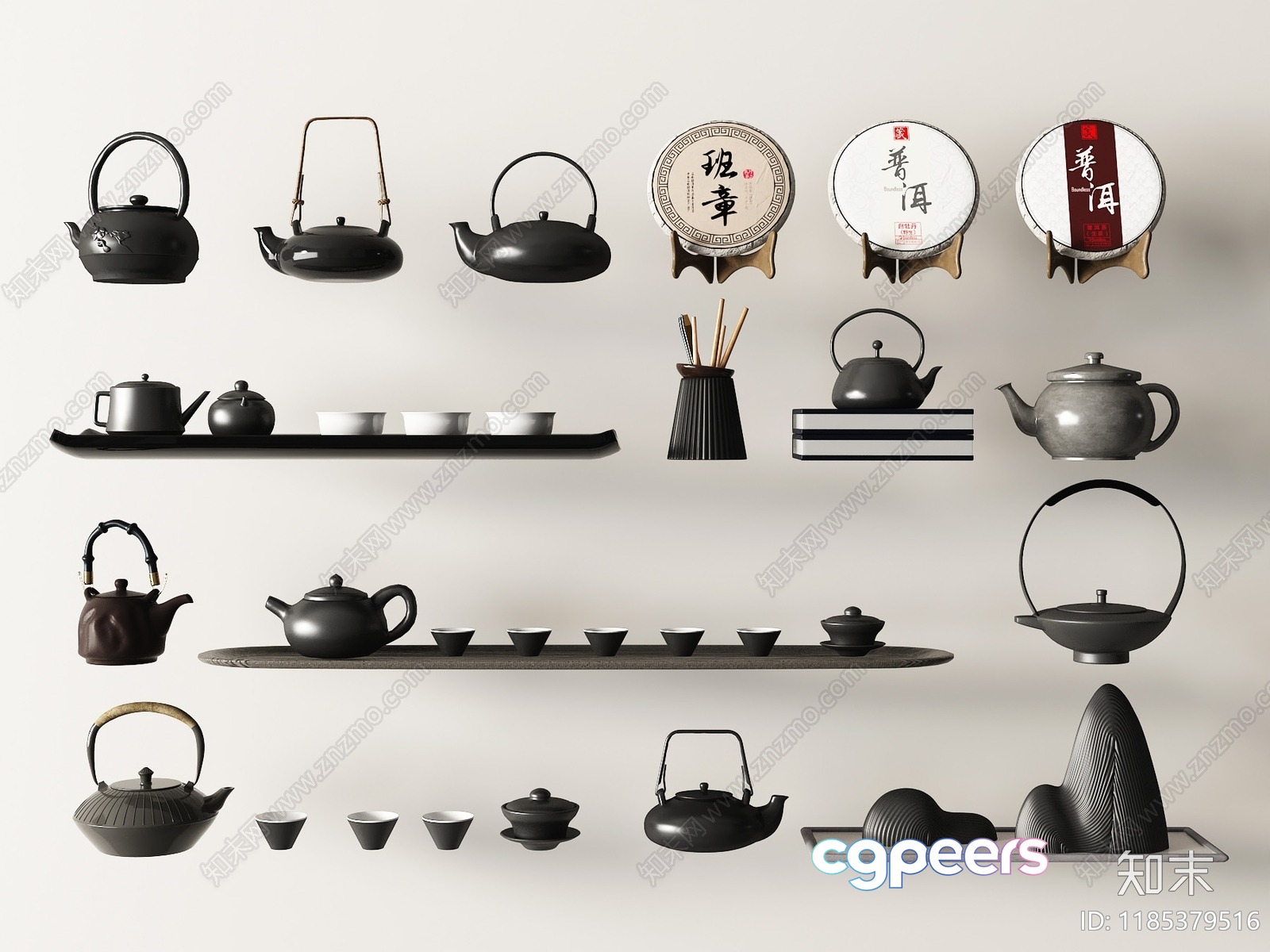 Asian Tea Sets 3D Model - 8164 - VRAY Render