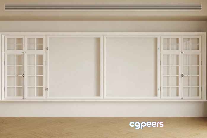 White Wall With Windows 3D Model - 1728 - CORONA Render White Wall With Windows 3D Model - 1728 - CORONA Render