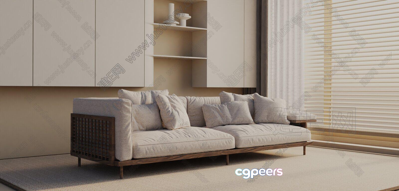 Modern Beige Couch 3D Model - 384 - VRAY Render Modern Beige Couch 3D Model - 384 - VRAY Render