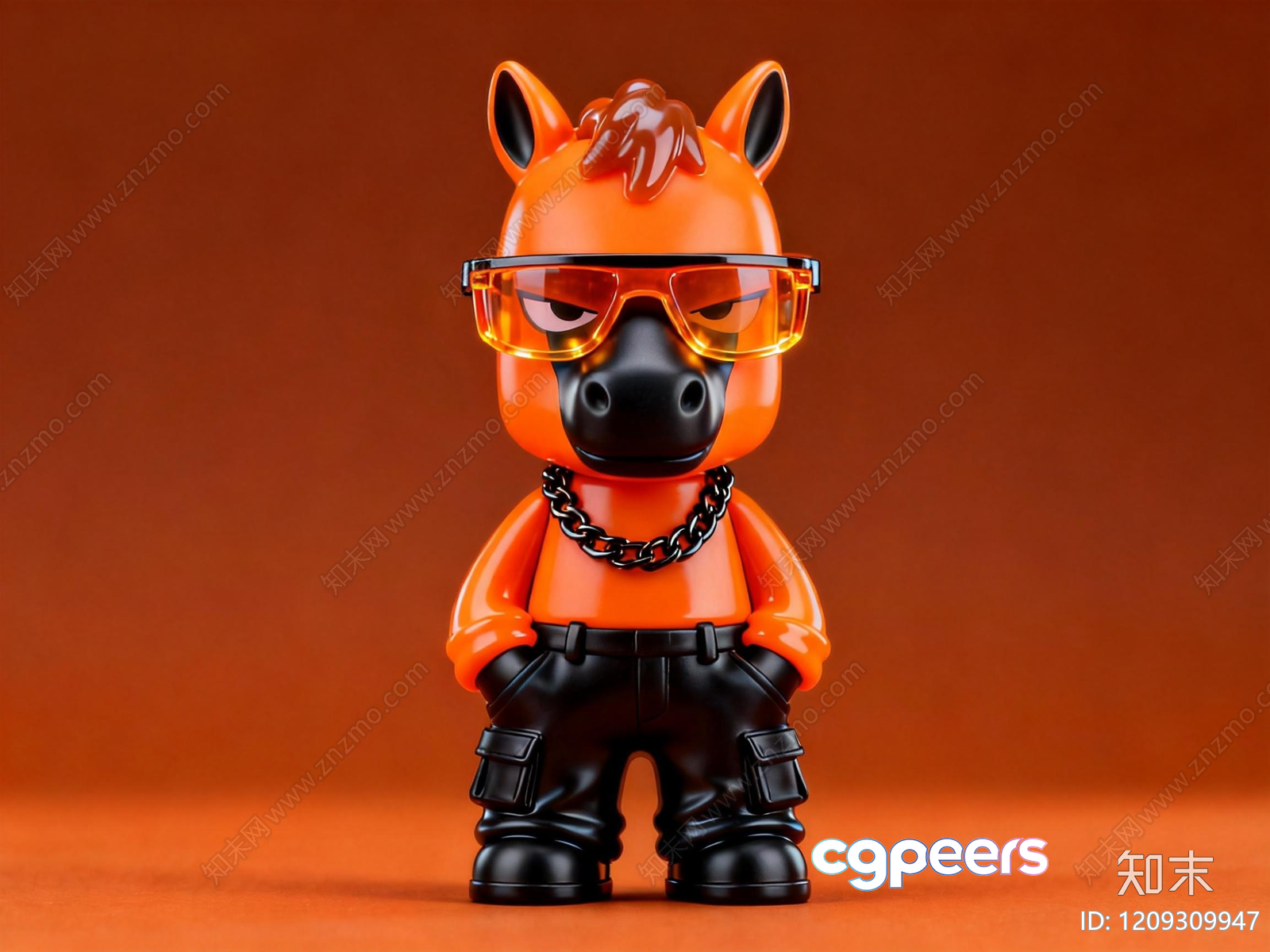 A Toy Horse Figurine With Orange And Black Coloring 3D Model - 12226 - VRAY Render