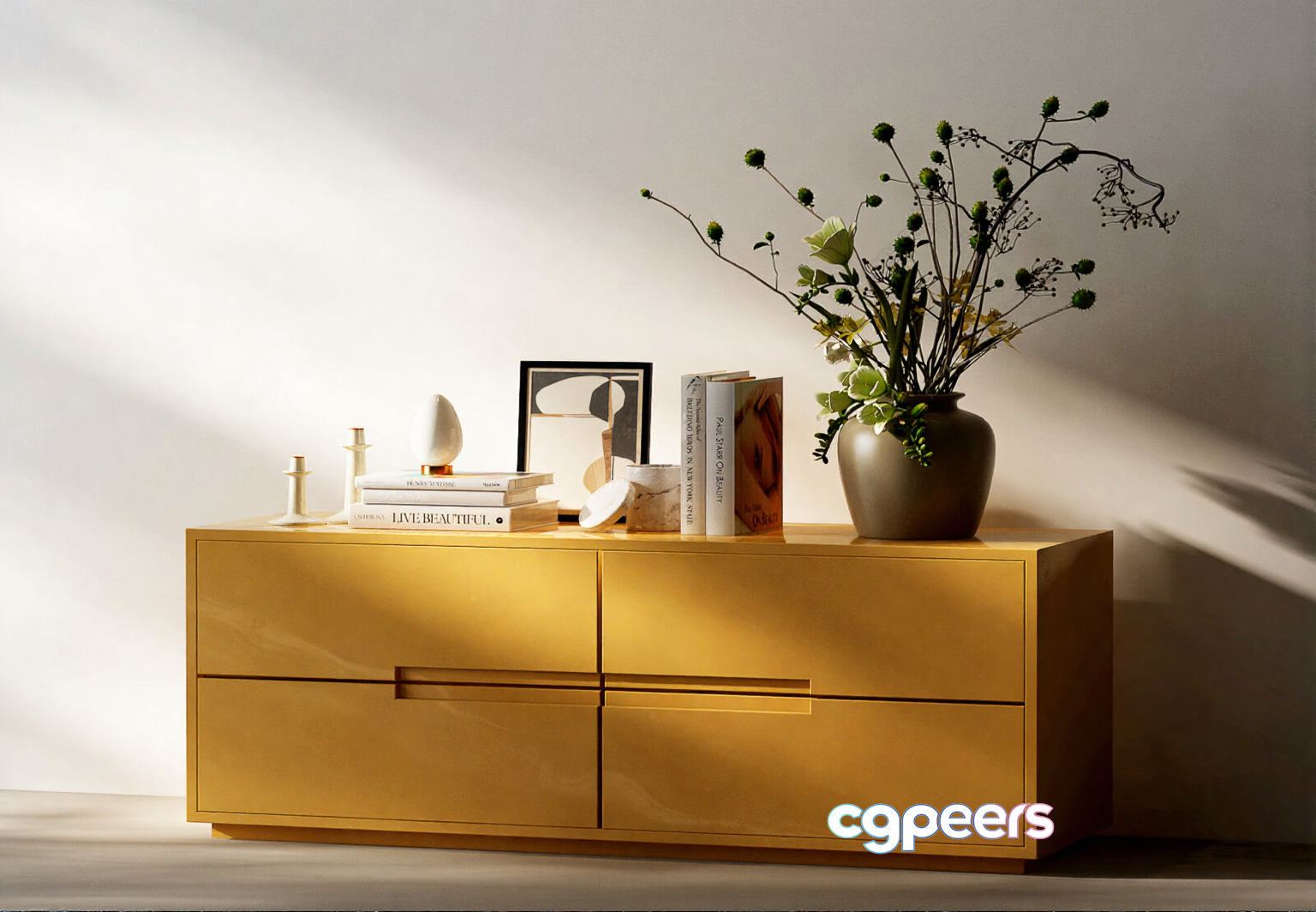 Modern Light Wood Dresser 3D Model - 20364 - VRAY Render