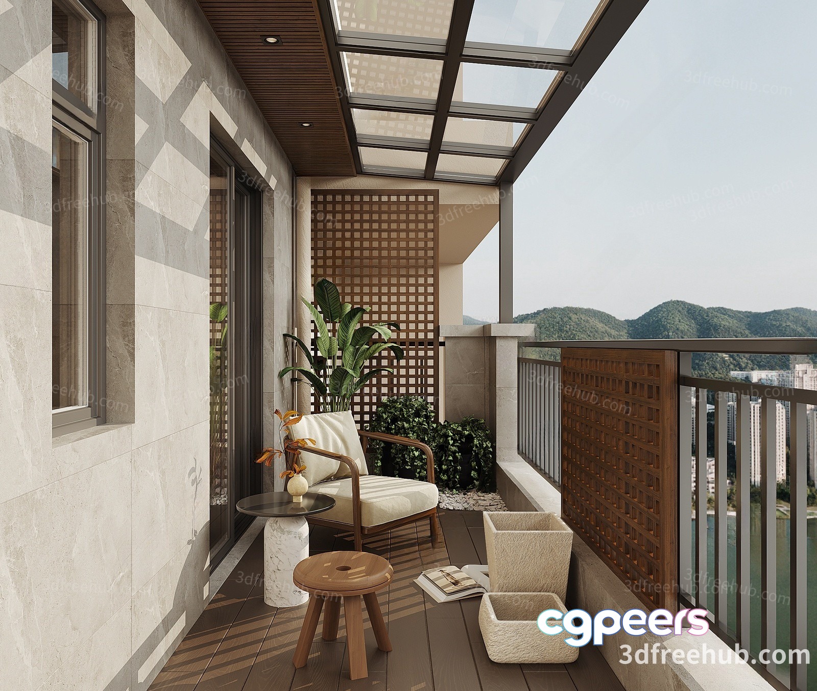 Cozy Balcony Space 3D Model - 22968 - VRAY Render