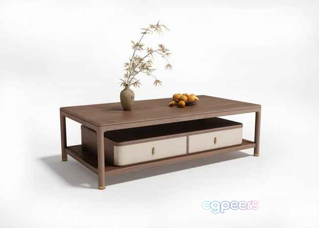 Wooden Coffee Table 3D Model - 11107 - VRAY Render