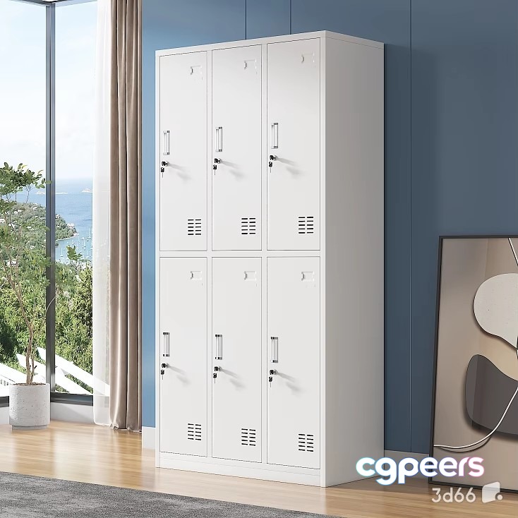 White Lockers 3D Model - 20248 - VRAY Render