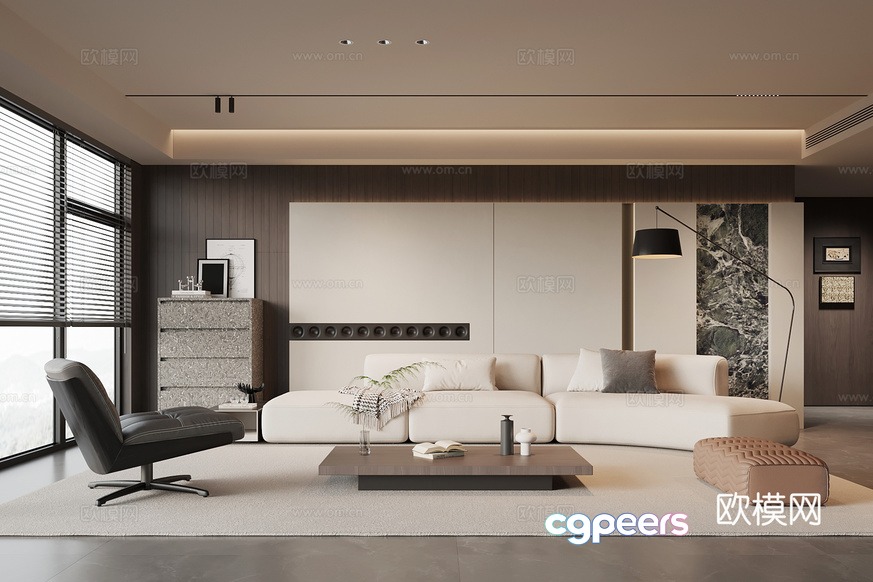 Modern Living Room 3D Model - 5687 - VRAY Render Modern Living Room 3D Model - 5687 - VRAY Render