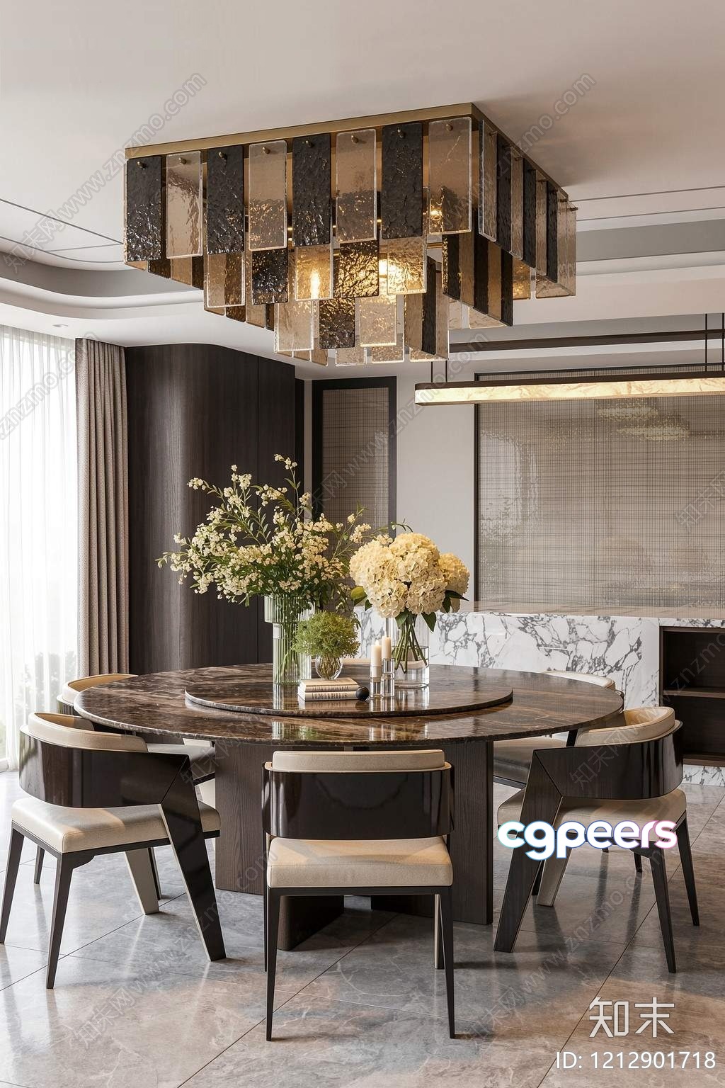 Modern Dining Room 3D Model - 2425 - VRAY Render