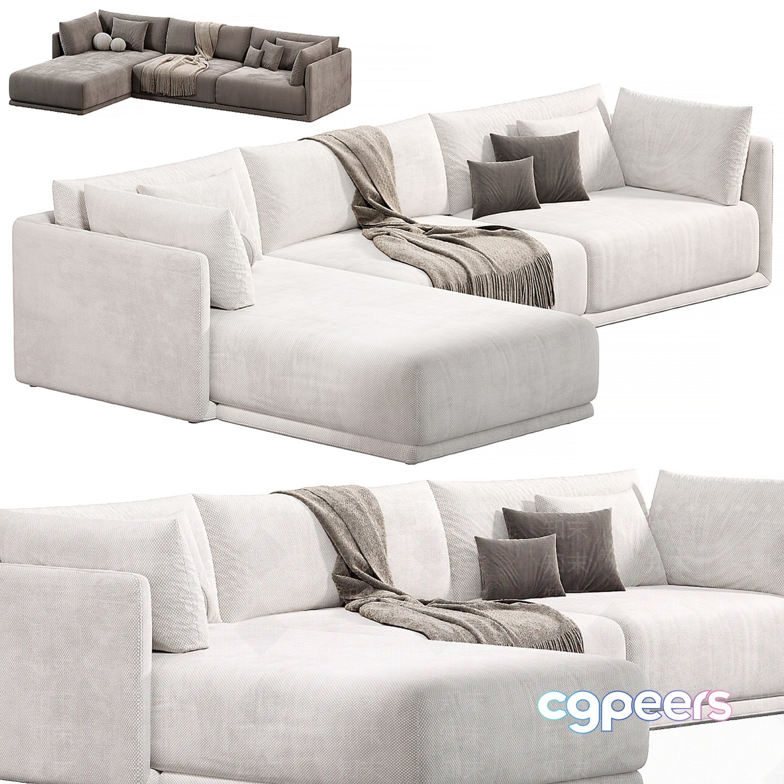 Modern Sectional Sofa 3D Model - 5158 - VRAY Render Modern Sectional Sofa 3D Model - 5158 - VRAY Render