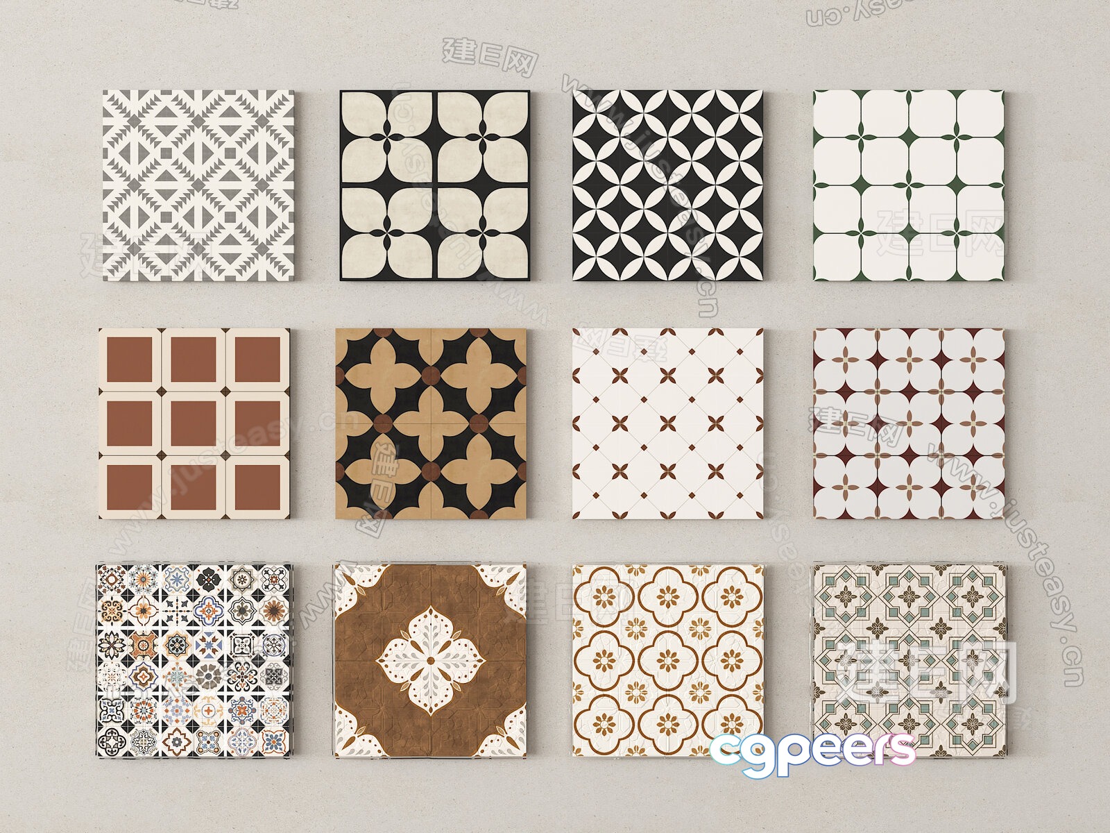 Tiles With Various Patterns 3D Model - 15109 - VRAY Render