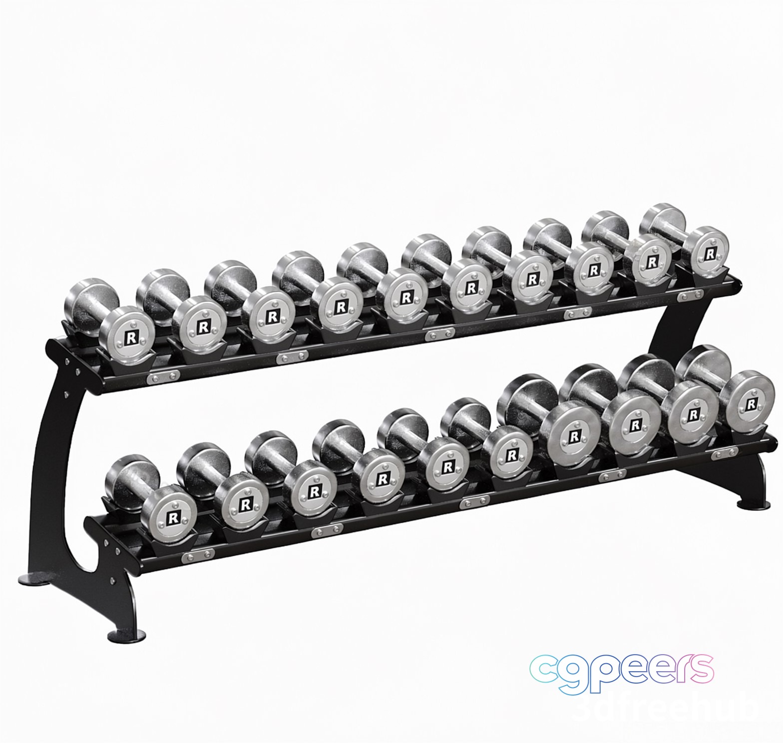 Black Metal Dumbbell Rack 3D Model - 20280 - VRAY Render Black Metal Dumbbell Rack 3D Model - 20280 - VRAY Render